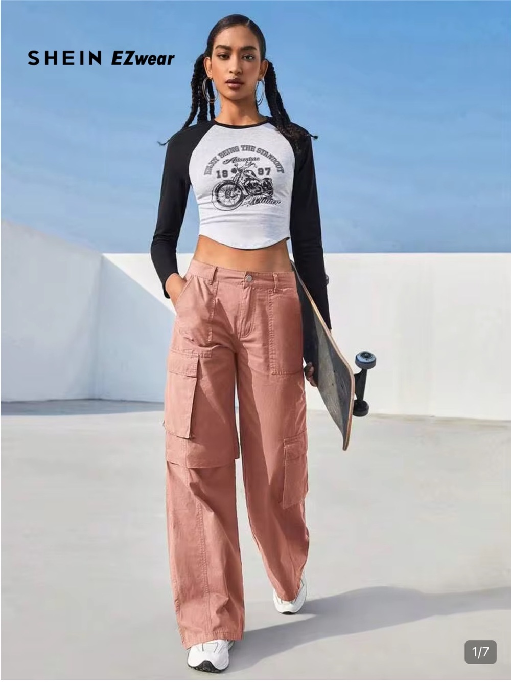 SHEIN Mauve Cargo Wide Leg Pants